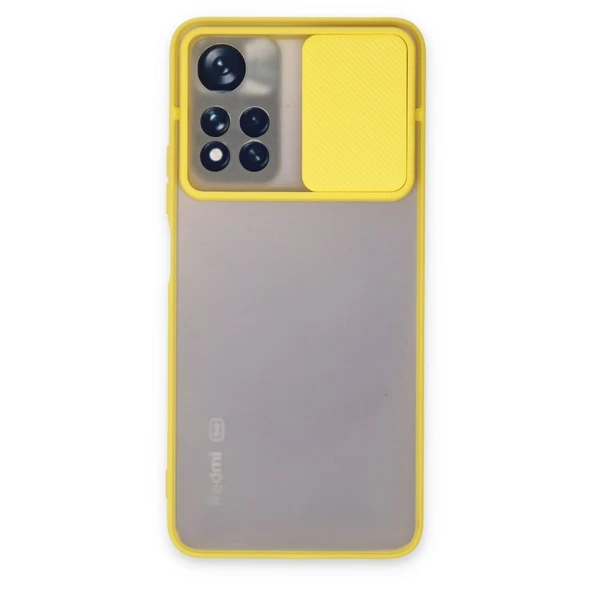 Xiaomi Redmi Note 11 Pro Plus 5g Kılıf Palm Buzlu Kamera Sürgülü Silikon - Sarı ürün görseli 1