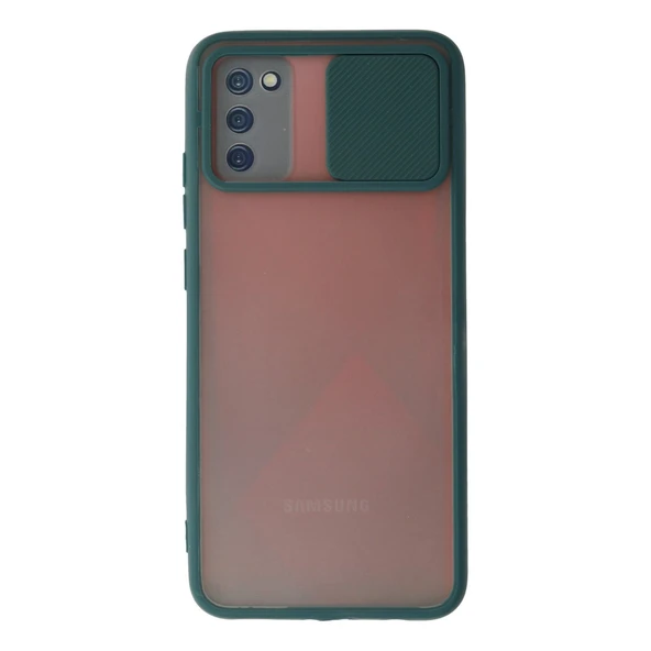 Samsung Galaxy A03s Kılıf Palm Buzlu Kamera Sürgülü Silikon - Yeşil ürün görseli 1