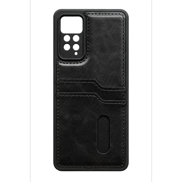 Xiaomi Redmi Note 12 Pro 4g Kılıf Sara Kartvizitli Deri Kılıf - Siyah ürün görseli 1