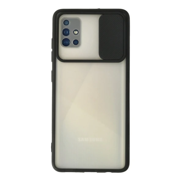 Samsung Galaxy A71 Kılıf Palm Buzlu Kamera Sürgülü Silikon - Siyah ürün görseli 1