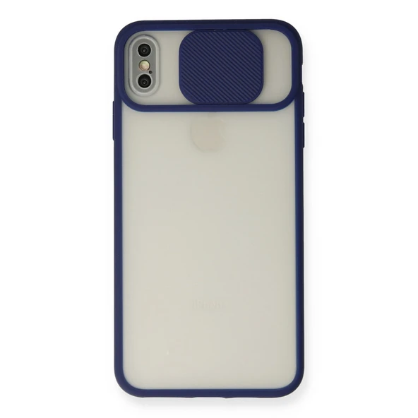 iPhone Xs Max Kılıf Palm Buzlu Kamera Sürgülü Silikon - Lacivert ürün görseli 1