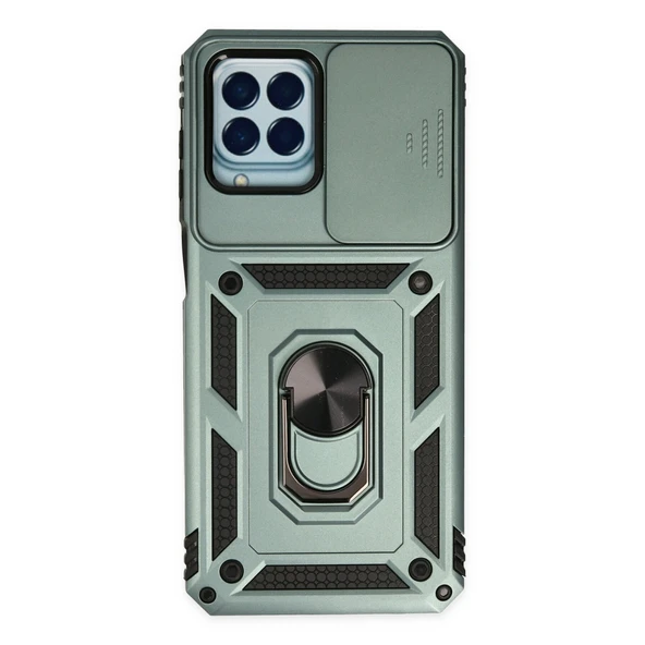 Samsung Galaxy M33 Kılıf Pars Lens Yüzüklü Silikon - Yeşil ürün görseli 1