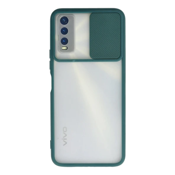 Vivo Y11s Kılıf Palm Buzlu Kamera Sürgülü Silikon - Yeşil ürün görseli 1