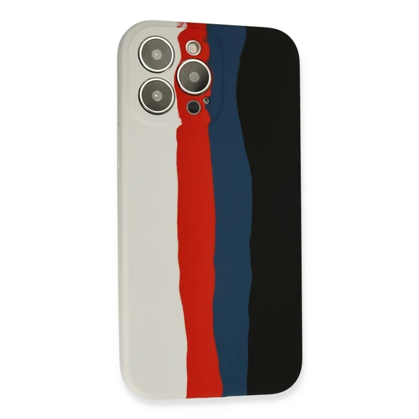 iPhone 13 Pro Kılıf Ebruli Lansman Silikon - Beyaz-siyah - Resim 3