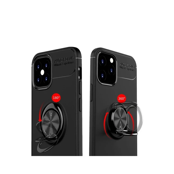 iPhone 12 Mini Kılıf Range Yüzüklü Silikon - Siyah - Resim 3