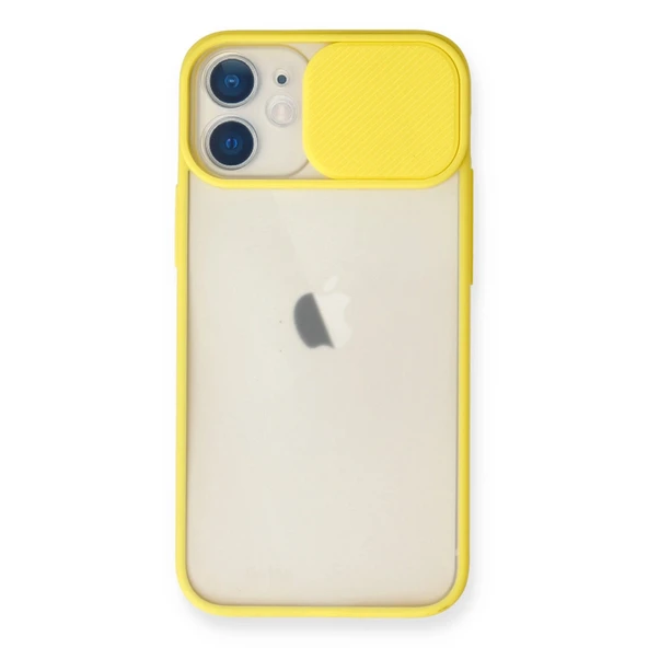 iPhone 11 Kılıf Palm Buzlu Kamera Sürgülü Silikon - Sarı ürün görseli 1