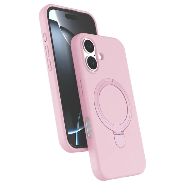 iPhone 16 Plus Regal Magsafe Standlı Kapak - Açık Pembe ürün görseli 1