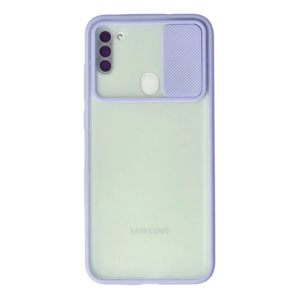 Samsung Galaxy A11 Kılıf Palm Buzlu Kamera Sürgülü Silikon - Lila ürün görseli 1