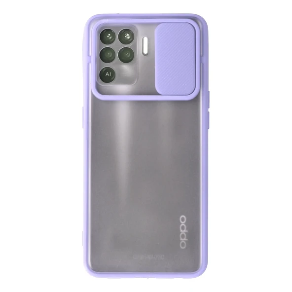 Oppo Reno 5 Lite Kılıf Palm Buzlu Kamera Sürgülü Silikon - Lila ürün görseli 1