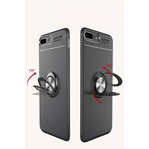 iPhone 7 Plus Kılıf Range Yüzüklü Silikon - Kırmızı - Resim 5