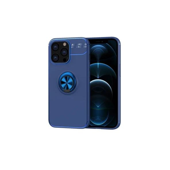 iPhone 13 Pro Kılıf Range Yüzüklü Silikon - Mavi ürün görseli 1