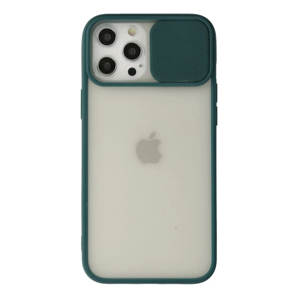 iPhone 12 Pro Max Kılıf Palm Buzlu Kamera Sürgülü Silikon - Yeşil ürün görseli 1