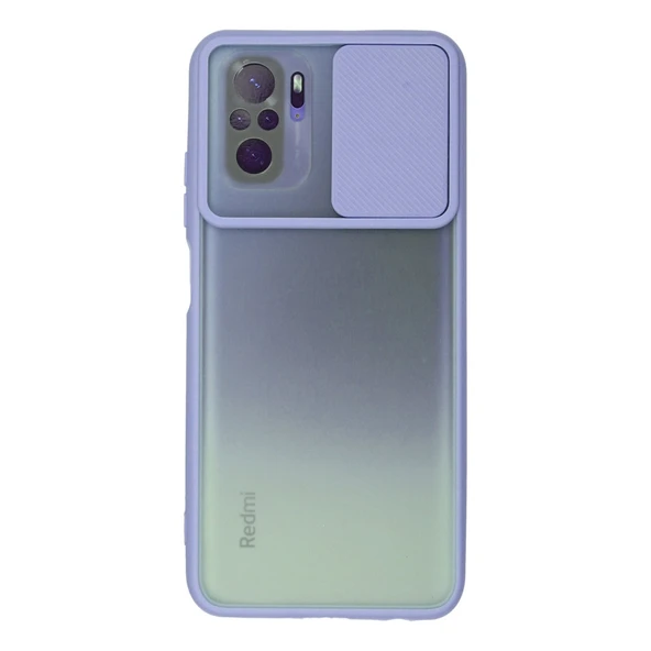 Xiaomi Redmi Note 10 Kılıf Palm Buzlu Kamera Sürgülü Silikon - Lila ürün görseli 1