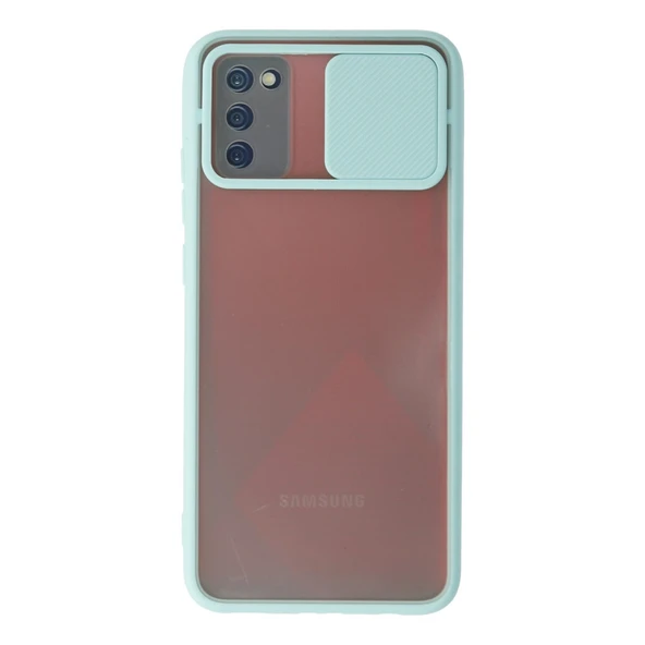 Samsung Galaxy A03s Kılıf Palm Buzlu Kamera Sürgülü Silikon - Turkuaz ürün görseli 1