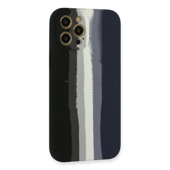 iPhone 12 Pro Max Kılıf Ebruli Lansman Silikon - Siyah-lacivert - Resim 3