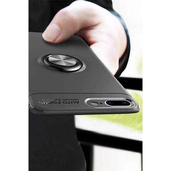 iPhone 7 Plus Kılıf Range Yüzüklü Silikon - Kırmızı - Resim 3