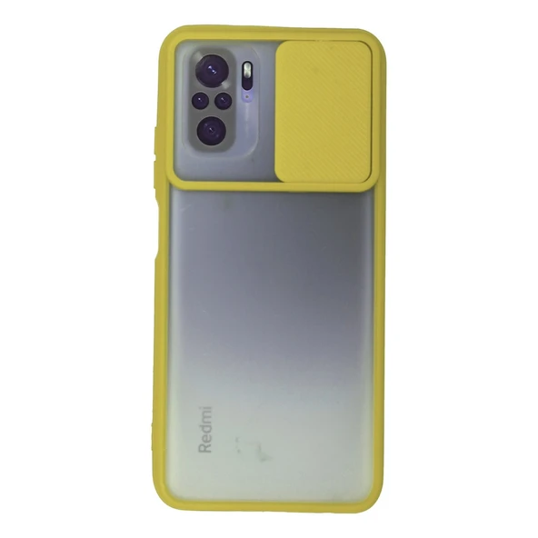 Xiaomi Redmi Note 10 Kılıf Palm Buzlu Kamera Sürgülü Silikon - Sarı ürün görseli 1