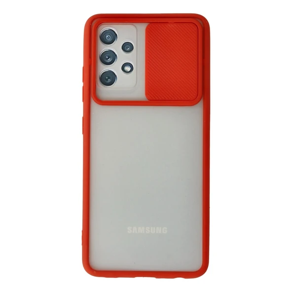 Samsung Galaxy A72 Kılıf Palm Buzlu Kamera Sürgülü Silikon - Kırmızı ürün görseli 1