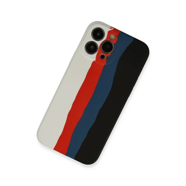 iPhone 13 Pro Kılıf Ebruli Lansman Silikon - Beyaz-siyah - Resim 2