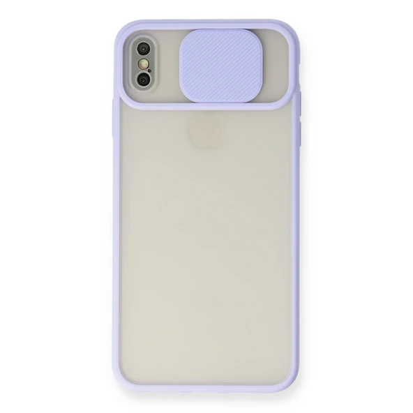 iPhone Xs Max Kılıf Palm Buzlu Kamera Sürgülü Silikon - Lila ürün görseli 1