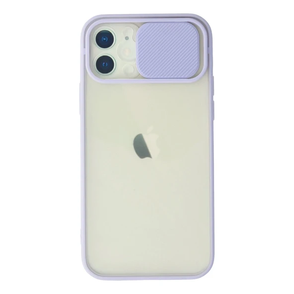 iPhone 12 Kılıf Palm Buzlu Kamera Sürgülü Silikon - Lila ürün görseli 1