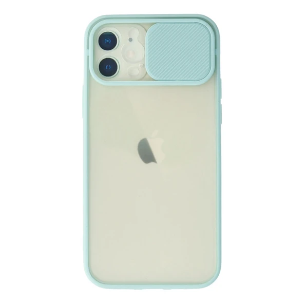 iPhone 12 Kılıf Palm Buzlu Kamera Sürgülü Silikon - Turkuaz ürün görseli 1