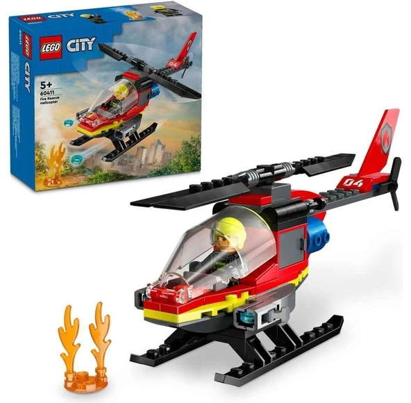 ® City İtfaiye Kurtarma Helikopteri 60411 - 5 Yaş & Üzeri Çocuklar için Yaratıcı Oyuncak Yapım Seti (85 Parça) ürün görseli 1