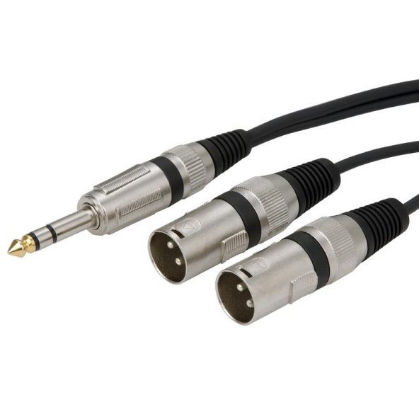 6.3mm Stereo Erkek-2 Xlr Erkek Kablo 2 Metre ürün görseli 1