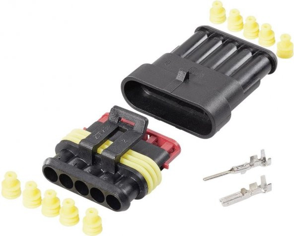 5 Pin Süperseal Su Geçirmez Araç Konnektörü Dişi-Erkek 15 mm ürün görseli 1