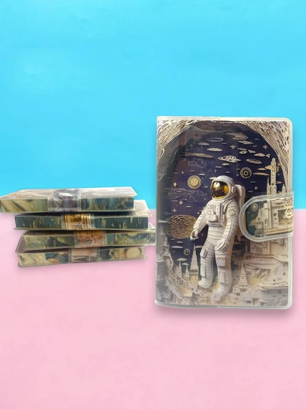3D Görünümlü Astronot A7 Not Defteri , Çıt Çıtlı Cep Defteri - Sarı ürün görseli 1