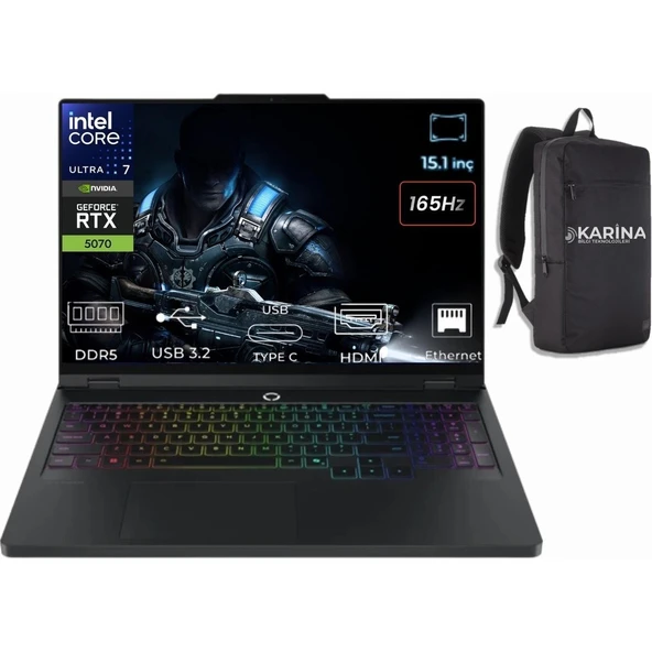 Lenovo Legion 5 15IAX10 Intel Core Ultra 7 255HX 83F0008BTR-K034 32GB 2tb Rtx 5070 8gb W11PRO 15.1" Wqxga (2560X1600) OLED 165Hz 115W Taşınabilir Bilgisayar ürün görseli 1