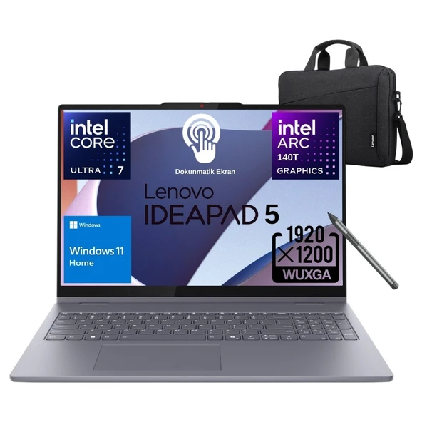 Lenovo Ideapad 5 2in1 16IAL10 Intel® Core Ultra 7 255H 16GB 2tb SSD 16" Wuxga (Dokunmatik Ekran) Windows 11 Home Bilgisayar 83KS002ATR - Lenovo Pen+Çanta Wz4 ürün görseli 1