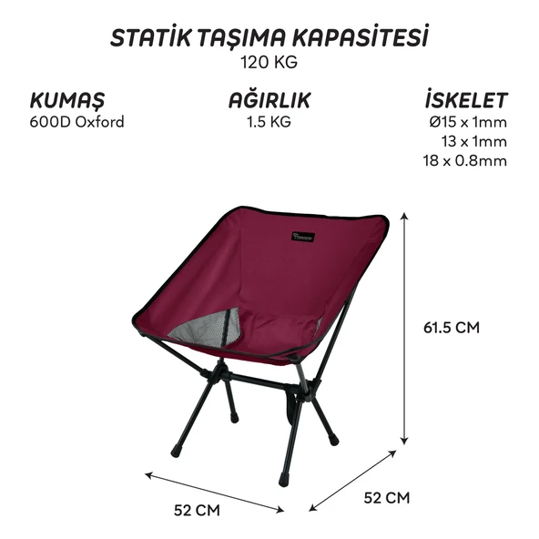 FreeCamp Jett Katlanır Sandalye-BORDO - Resim 4