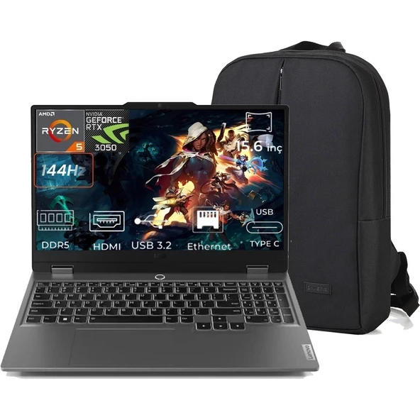 Lenovo Loq 15ARP9 83JC00DXTR C45 Ryzen 5 7235HS 64 GB 4 Tb RTX3050 15.6" Full Hd Windows 11 Pro Gaming Laptop + Çanta ürün görseli 1