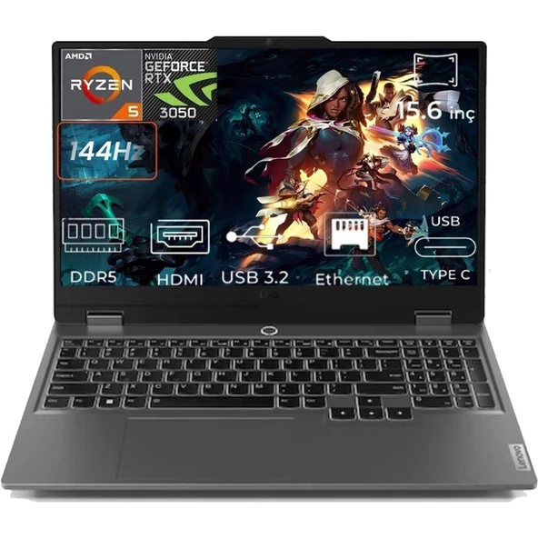 Lenovo Loq 15ARP9 83JC00DXTR C66 Ryzen 5 7235HS 40 GB 512 GB RTX3050 15.6" Full Hd Windows 11 Pro Gaming Laptop + Çanta ürün görseli 1