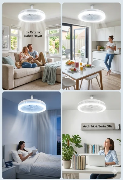 VANTİLATÖR AMPUL (ÜÇ RENKLİ IŞIK) FANLI KUMANDALI RGB ürün görseli 1