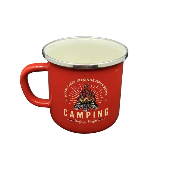 Orcamp Retro Emaye Kupa Bardak Adventure Kırmızı (OUT-1900) ürün görseli 1