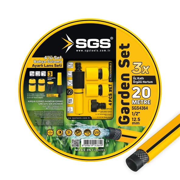 SGS 1/2 GARDENFLEX HORTUM 20 MT 4 PCS LANS SETLİ (120gr/mt) ürün görseli 1