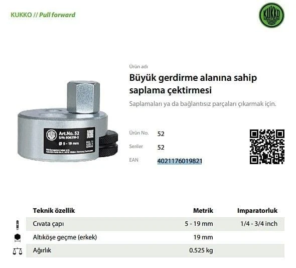 Kukko 52 Saplama Sökme 5-19 mm - Resim 2