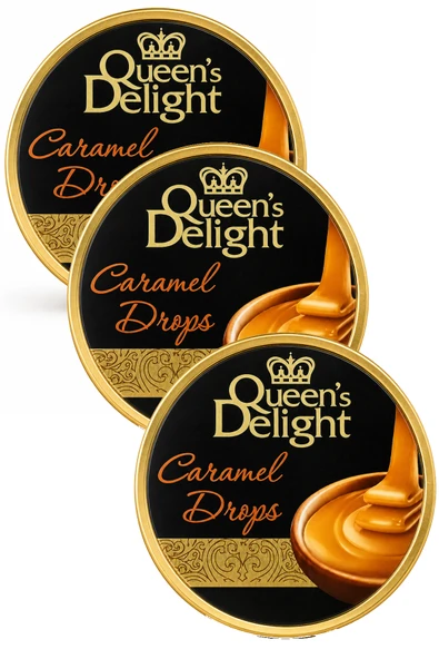 Queens Delight Karamel Aromalı Şeker (Caramel Drops) 150 gr x 3 Adet ürün görseli 1