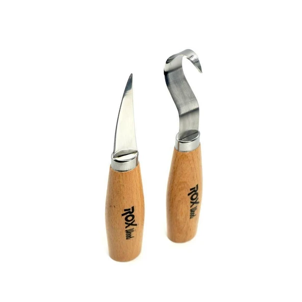 Ahşap Kaşık ve Kuksa Oyma Bıçak Seti 2 Parça | Sağ El Kanca Oyma Bıçağı | Rox Wood 4505 ürün görseli 1