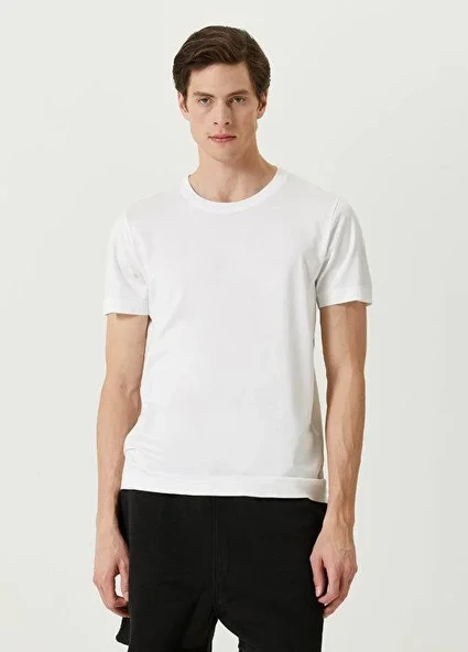 Unisex Basic Bisiklet Yaka Regular T-shirt - Beyaz - Resim 4