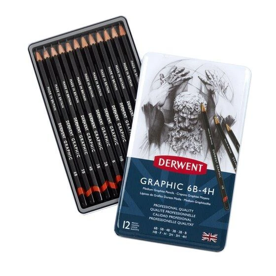 Derwent Graphic 6B-4H - 12'li Teneke Kutu ürün görseli 1