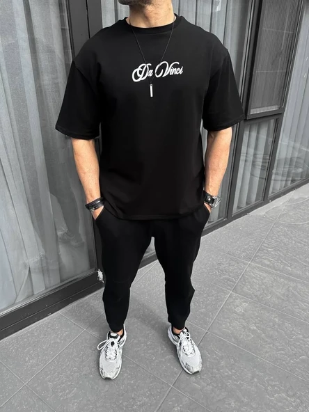 Unisex Baskılı Oversize T-shirt - Siyah ürün görseli 1