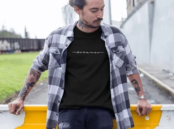 Erkek Bisiklet Yaka Baskılı Oversize T-shirt - Siyah ürün görseli 1