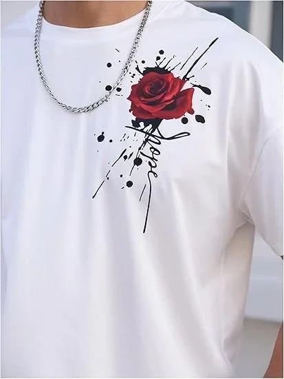 Erkek Bisiklet Yaka Kısa Kol Baskılı T-shirt - Beyaz ürün görseli 1