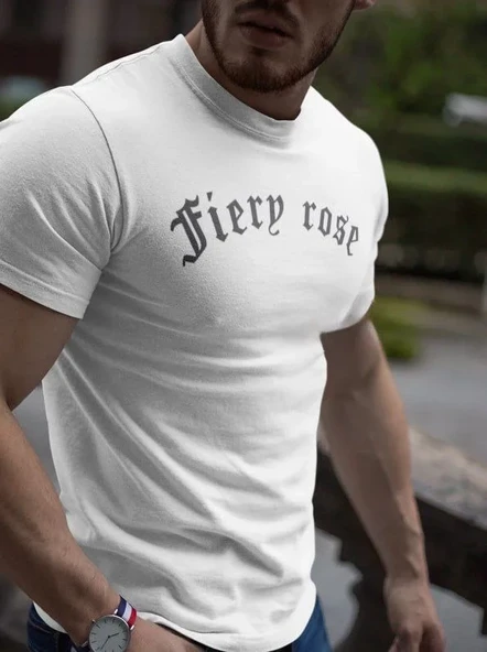 Erkek Bisiklet Yaka Baskılı Oversize T-shirt - Beyaz ürün görseli 1