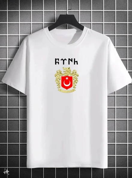 Unisex Bisiklet Yaka Baskılı Oversize T-shirt - Beyaz ürün görseli 1