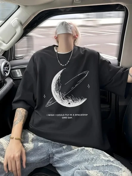 Erkekler İçin Siyah Tişört Grafik Genç Emo Vintage Gotik Rahat Büyük Beden Kısa Kollu Tişört Giysi Üst- Siyah ürün görseli 1