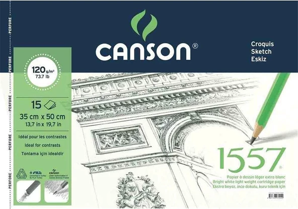 Canson 1557 Desen Çizim Defteri120 gr 35x50 15 yaprak eskiz ürün görseli 1